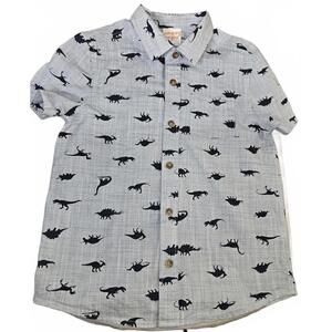 Jumping Beans Boys Dinosaur Print Short Sleeve Button-Up Shirt Size 6